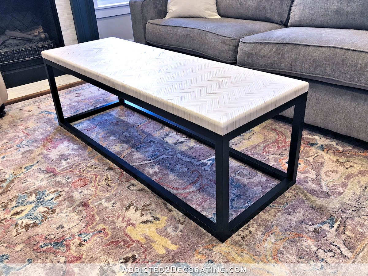 DIY edge grain plywood herringbone coffee table - 3
