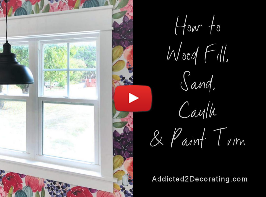 how to wood fill, sand, and caulk wood trim