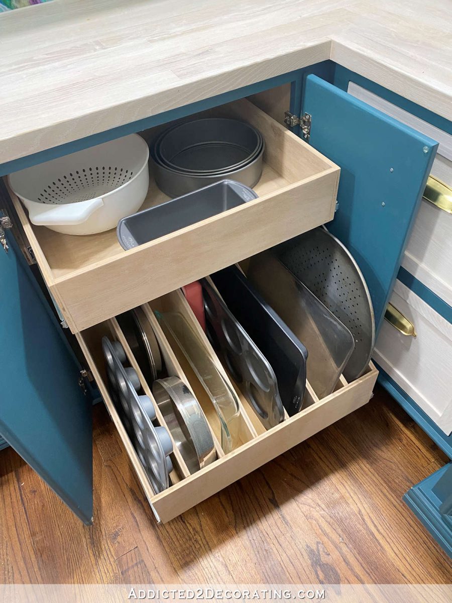 pantry cabinet - storage for cookie sheets and casserole dishes