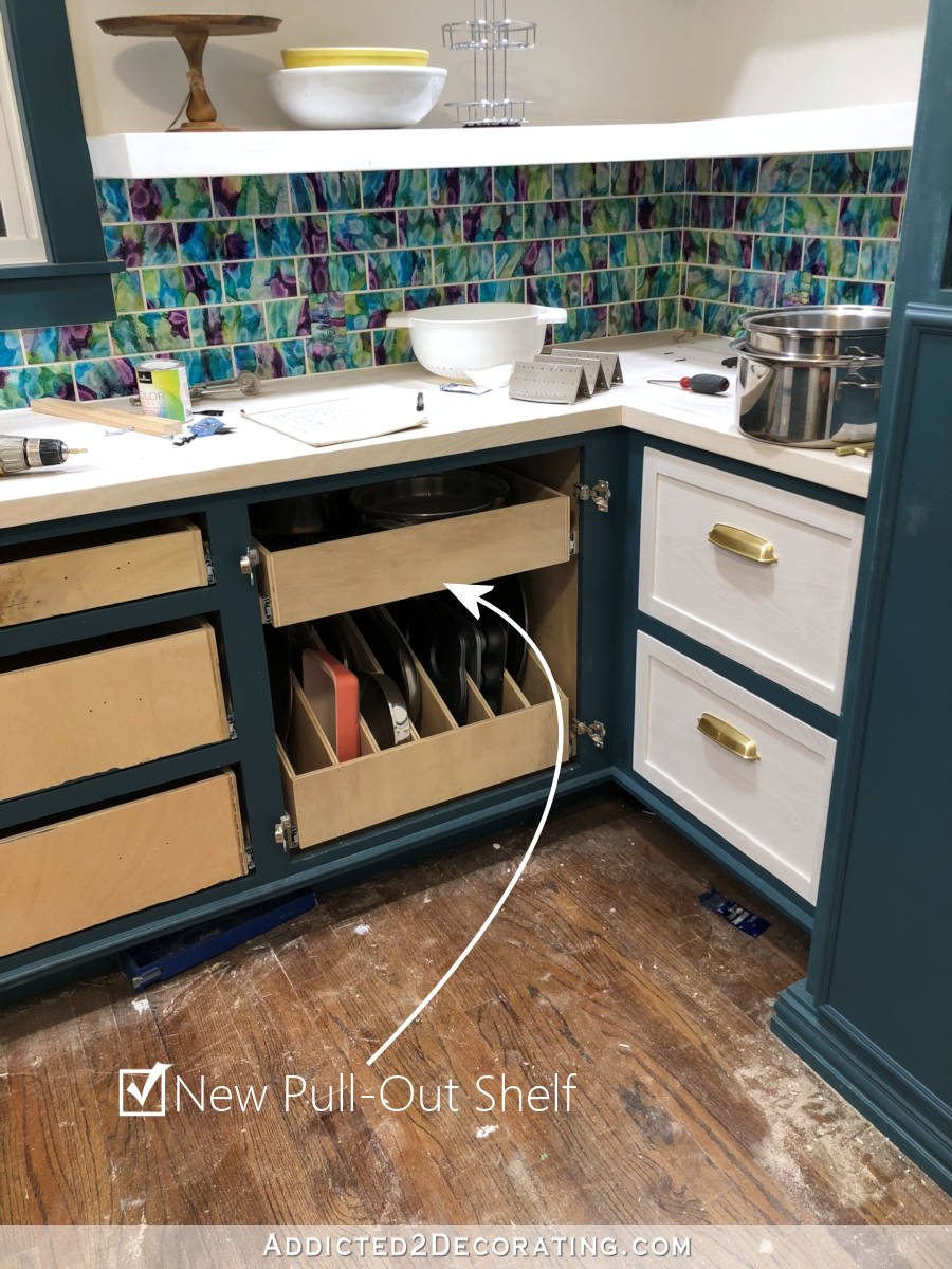 Walk-in pantry remodel progress - pull-out shelf for cookware