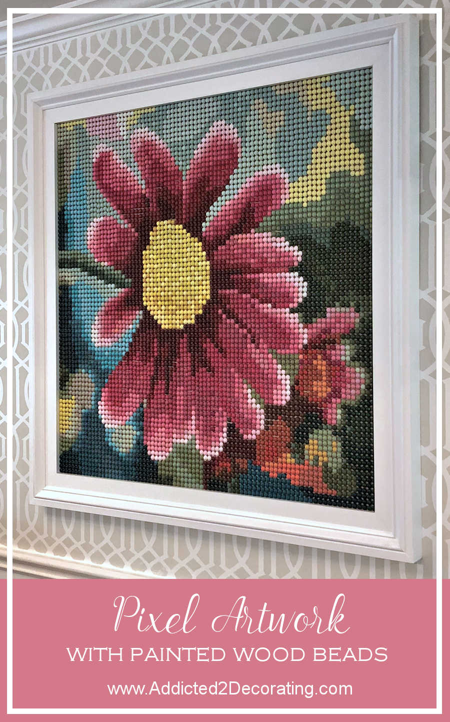 DIY pixel art made from 6400 wood buttons