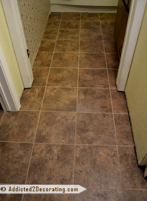 Bathroom makeover - new groutable peel and stick vinyl flooring