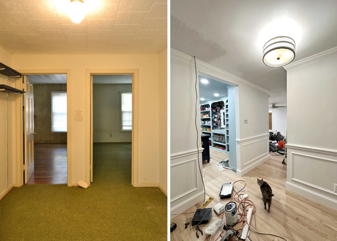 Foyer Trim Is Painted (Plus, A Little “Before” And “Progress” Comparison)