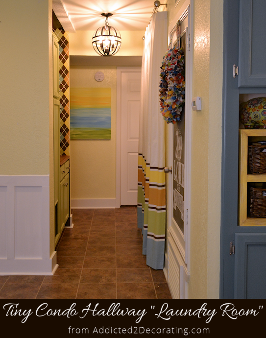 small space condo hallway turned laundry room